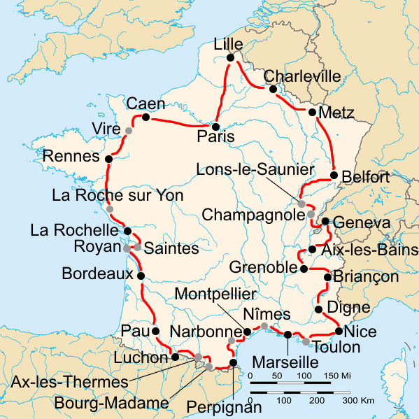 "Tour de France 1937" by France_blank.png: Stingderivative work: EdgeNavidad (talk) - France_blank.png. Licensed under CC BY-SA 3.0 via Commons - https://commons.wikimedia.org/wiki/File:Tour_de_France_1937.png#/media/File:Tour_de_France_1937.png